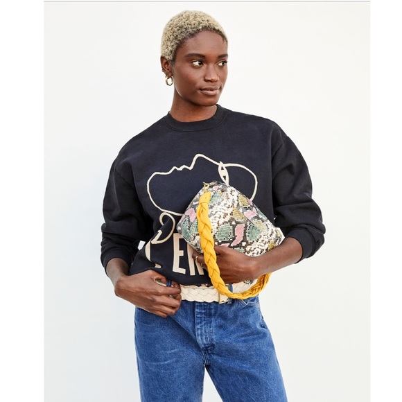 Clare V. Marisol Leather Front Pocket Pastel Painted Snake Bag - Picture 3 of 11